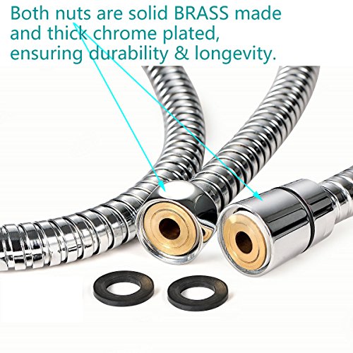 TRIPHIL Kink-free Shower Hoses Extra-long for Handheld Showerhead Hose Replacement Ultra-flexible Metal Shower Tube Extension Anti-twist 2 Brass Connectors Stainless Steel Sleeve Chrome 118 Inches