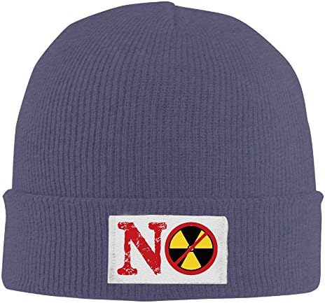 Winter No Nukes Skull Cap Womens Navy Elastic Rib Knit
