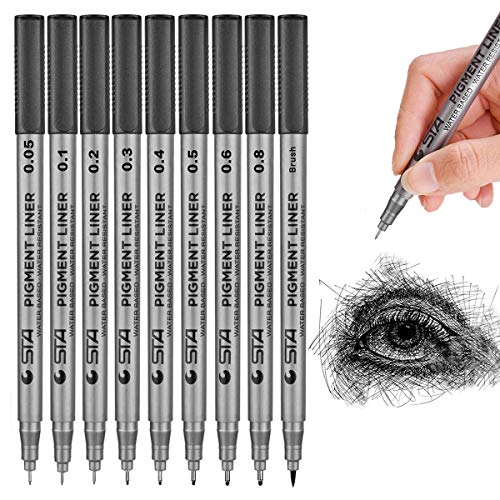 FHYHEJ Black Precision Micro Line Pens,Fineliner,Ultra Fine Point Drawing Pen Set,Waterproof Archival Ink,Artist Illustration Drawing, Design,Comic Making,Office Writing, Artist Illustration,9/Set (Black)