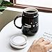 Koolkatkoo Ceramic Cat Coffee Mugs with Mirror Lid Set for Women Girls Cute Tea Cup Coffee Mug 16 oz Black and White