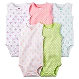 Carter's Baby Girls' 5 Pack Bodysuits (Baby) - Sleeveless Pattern-3M
