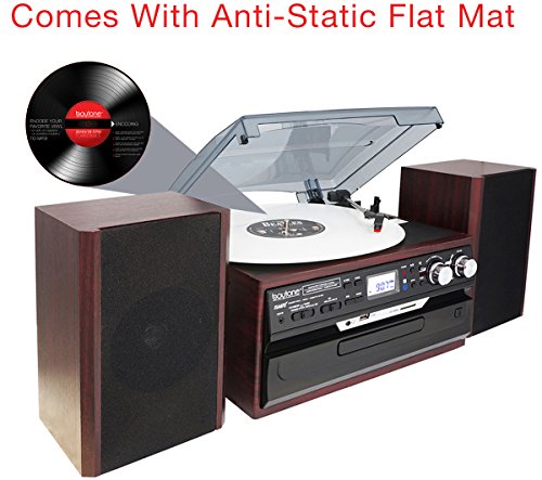 8-in-1-Boytone-BT-24DJM-Turntable-with-Bluetooth-Connection-3-Speed-33-45-78-Rpm-CD-Cassette-Player-AM-FM-USB-SD-Slot-Aux-Encoding-Vinyl-Radio-Cassette-To-MP3-Remote-control