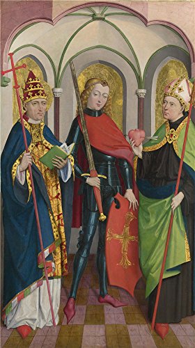 Oil Painting 'Circle Of Master Of Liesborn-Saints Gregory, Maurice And Augustine,about 1465-90' 30 x 54 inch / 76 x 136 cm , on High Definition HD canvas prints, Garage, Laundry Room And Study decor