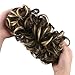 REECHO Women's Thick 2PCS Curly Wavy Updo Hair Bun Extensions Messy Hairpieces - Dark Brown with Light Blonde Highlights