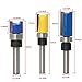 Yakamoz Set of 3 Pieces 1/4 Inch Shank Flush Trim Pattern Template Router Bit Set Wood Top Bearing Milling Cutter Tool