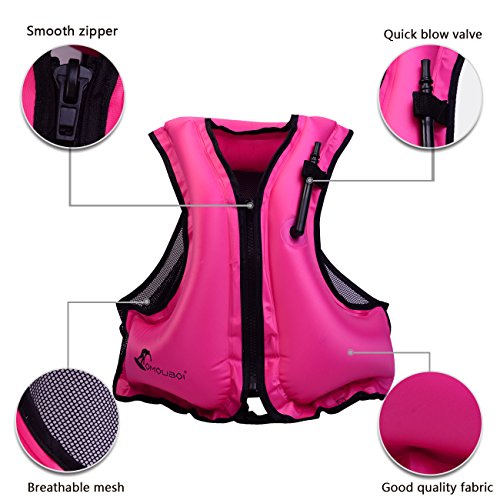 Life Jacket Adult Inflatable Swim Vest For Snorkeling By OMOUBOI,Suitable For 80-220lbs - Thumbnail 2