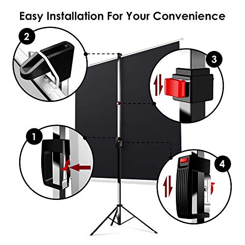 ELEPHAS Portable Projector Screen with Stand, 100 Inch 4:3 Indoor & Outdoor Pull Down Projection Screen with Solid Connecting Knob & Tripod Stand (1.1 Gain, Wrinkle-Free)