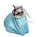 Carykon Adjustable Multifunctional Polyester Cat Washing Shower Mesh Bags Pet Nail Trimming Bags (Blue)