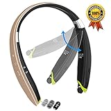 [Newest Design] Foldable Bluetooth Headset, Senbowe™ Upgrade Wireless Neckband Bluetooth Headset with Retractable Earbud and Foldable Design for iPhone, Android, Other Bluetooth Enabled Devices