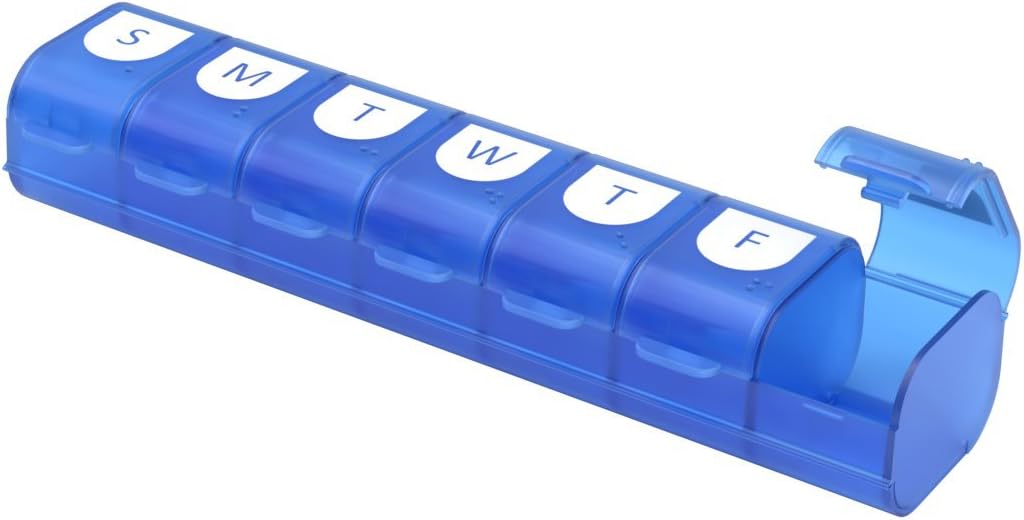 Ezy Dose Easy Fill (7-Day) Pill, Medicine, Vitamin Organizer Box | Weekly, 2 Times a Day, AM PM | Large Compartments | Colored Lids: Health & Personal Care