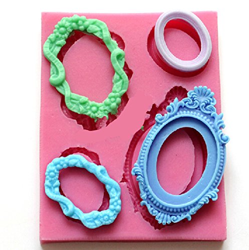 Anyana 3D Vintage Mirror Frame silicone fondant mold cake decorating tool cupcake topper edible gum paste sugar pastry decoration
