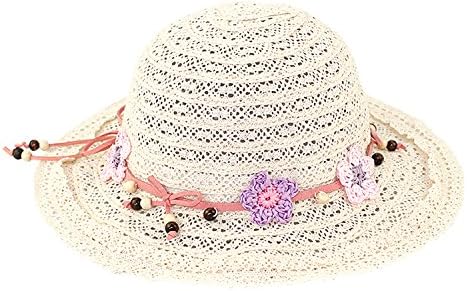 Baby Girl Lace Summer Caps with Flower Bow Children Bucket Hat Protect Kids from Sun (Beige, XXL)