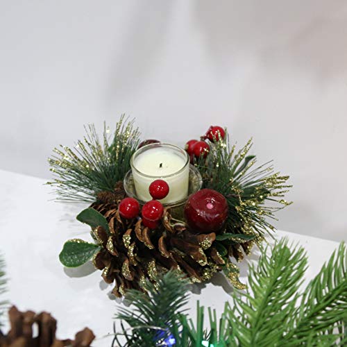 image for Athoinsu Christmas Candlestick Tealight Candle Holder Decorated with S