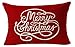 Andreannie Simple Letters Merry Christmas in Red Cotton Linen Throw Waist Lumbar Pillow Case Cushion Cover Personalized Home Office Decorative Rectangle 12 X 20 Inches