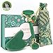 Jade Roller for Face - Gua Sha Tools - 100% Real Jade Face Roller Massager Set - Anti Aging Wrinkle Puffiness Facial Skin Jade Rolling Treatment Therapy - Storage Pouch and E-book Included