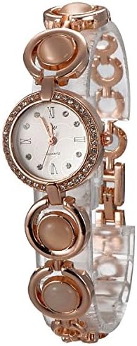 JW Beautiful Round Dial Women's Bangle Watch with Diamond and Opal Decoration - Brown