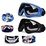 Fstop Labs Foam Gun Accessories, Blaster Face Mask Eye Shield Protection Goggles Glasses for Nerf N-Strike Elite Rival Series, Adjustable with UV Protection (2 Masks, 4 Scarves, Blue & Black)