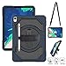 iPad Pro 11 2020 2nd Generation Case with Pencil Holder, Drop Resistant Case with 360 Degree Swivel Stand, Adjustable Hand Strap, Shoulder Strap for iPad Pro 11