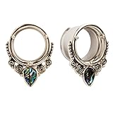 KUBOOZ(1 Pair Popular Sea-Shell Stainless-Steel Ear Plugs Tunnels Gauges Stretcher Piercings