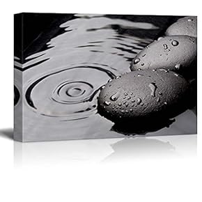 Black Rocks on a Lake - Canvas Art Home Art - 12x18 inches