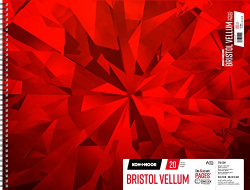 Koh-I-Noor Bristol Vellum Bright White Paper Pad with In and Out Pages, 270 GSM, 19 x 24", Side Wire-Bound, 20 Sheets per Pad (26170402613) - Thumbnail 3