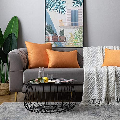 WLNUI Set of two Fall Orange Pillow Covers 18×18 Inch Rustic Cute Pom Poms Ornamental Throw Pillow Covers Sq. Cushion Case for Farmhouse Dwelling Sofa Couch Decor