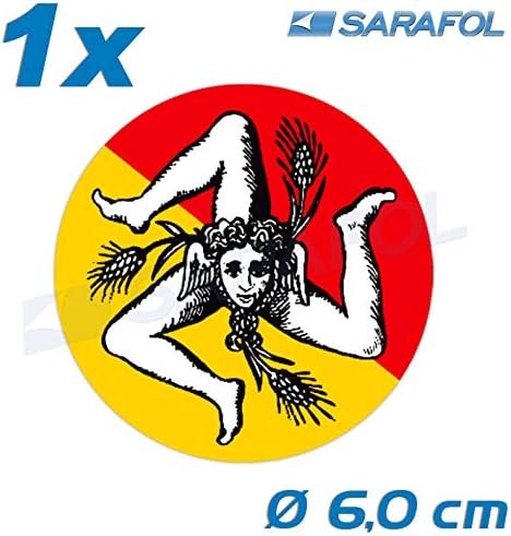 1x Trinacria Sicily Stickers Emblem (Nr.029) Sicilians Decal Italia Ø 6,0 cm