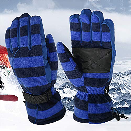CapsA Men Winter Warm Snow Sports Water-Splashing Anti-Skid Outdoor Gloves for Skiing Skating Snowboarding Shoveling Bicycle Bike Sport Gloves (Blue, L)