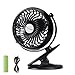 FYLINA USB Fan Mini Clip On Desk Fans Rechargeable and 2600mAh Battery Powered for Baby Stroller, Metal Design and 4.9ft USB Cable (Enhanced Airflow, Lower Noise, Black)