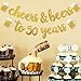 Cheers & Beers to 50 Years Gold Glitter Banner for 50th Birthday Wedding Anniversary Party Decorations Pre Strung & Ready To Hang, Beer Party Decorations