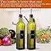Olive Oil Dispenser Bottle - 2 Pack of 17 oz. Dark Glass Drizzler with Pourer Spouts - Drip Free Cooking Oil Container for Kitchen - Oil Vinegar Cruet Decanter with Funnel, 3 Stylish Labels
