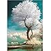 DIY 5D Diamond Painting by Number Kits, White Tree Full Drill Crystal Rhinestone Diamond Embroidery Paintings Pictures Arts Craft for Home Wall Decor 40x30cm