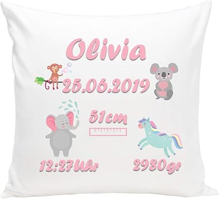 Ferocity Personnalise Coussin Pour Bebe Fille Ou Garcon Avec Les Donnees De La Naissance Nom Date Idee Cadeau Pour Une Naissance Oreiller Bebe Ballons 095 Coussins