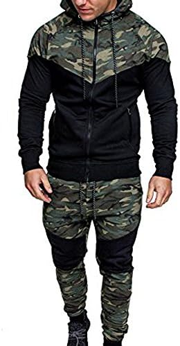 Hoodies for Men, Clearance Sale! Pervobs Men's Autumn Patchwork Zipper Sports Suit Tracksuit Sets Sweatshirt + Pants
