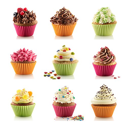 EXVI Non-Stick Silicone Bakeware Baking Muffin Cups Cupcake Liner Sets for Muffin Snacks Ice Cream Chocolate Dessert Molds