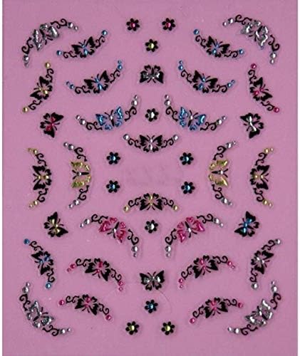 1 Pc 3D Butterfly Nails Art Sticker Black Water Transfer Foil Adhesive Acrylic Glitter Manicure Tips Grand Popular Gel Polish Design Girls Stencil Templates Nail Wrap Stickers Vinyls Decals, Type-03