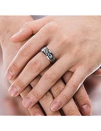 Frank S.Burton - Anillo de tungsteno con incrustaciones de concha de abulón de 0.236 in y 0.315 in para hombre y mujer, tamaño 4   14