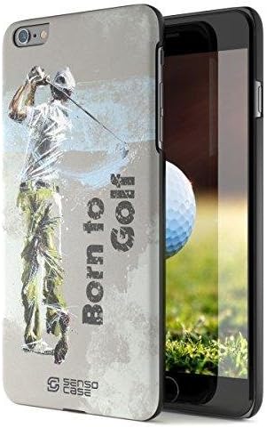 iPhone 6 Plus Case, Born to Golf with [Tempered Glass Screen Protector]. Sensocase Premium Extreme Sports Thin Phone Cover. Luxury, Stylish Gift, Slim Protective Apple 6+ Case