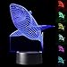 YiaMia 3D Shark LED Night Light Multi 7 Color Changing Touch Switch Optical Table Lamp USB Powered for Home Room Bar Party Festival Decor Kids Room Decoration