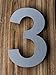 QT Modern House Number - SMALL 4 Inch - Brushed Stainless Steel (Number 3 Three), Floating Appearance, Easy to install and made of solid 304