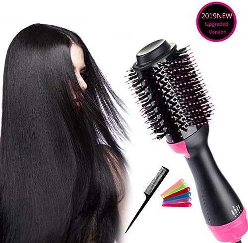 Luxanna Hair Dryer Brush 3-in-1 Dry & Straighten & Curl in One Step Hair Dryer and Volumizer Smooth Frizz with Ionic Technology for All Hair Type (Pink)