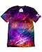 INTO THE AM Electric Nights Collection Men's All Over Galaxy Print Casual Tee Shirts