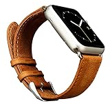 Apple Watch Band,Jisoncase Genuine Leather Strap Wristband With Free Adapters for Apple Watch/ Sport/ Edition 38mm- iWatch Replacement Band with Metal Clasp in Brown, JS-AW3-05A20