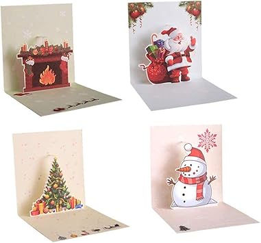 Amazon Otentw クリスマスカード 3dメッセージカード 4枚 クリスマス 飛び出す 立体カード クリスマス飾り お祝い かわいい 子供 感謝状 手作り 文房具 オフィス用品 文房具 オフィス用品