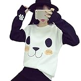 Meaneor Women Cute Long Sleeve Panda Print Pullover Sweatshirts With Thumb Hole