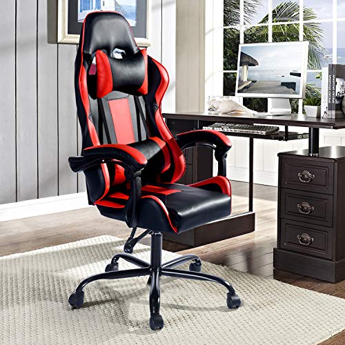 Aingoo Gaming Computer Chair Red High Back Ergonomic Racing Chair Swivel Chair Headrest Lumbar Support