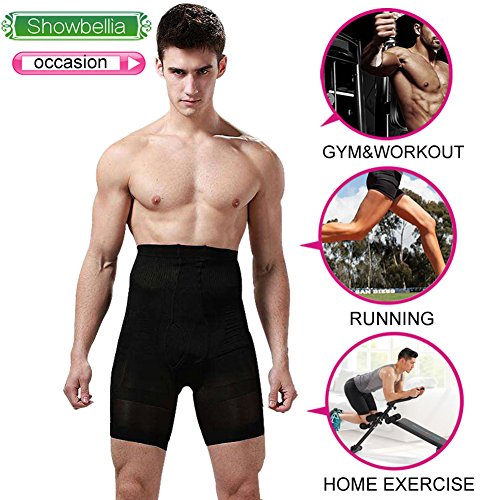 Showbellia Men's Slimming Shorts Waist Training Compression Shaper Pants Black One size