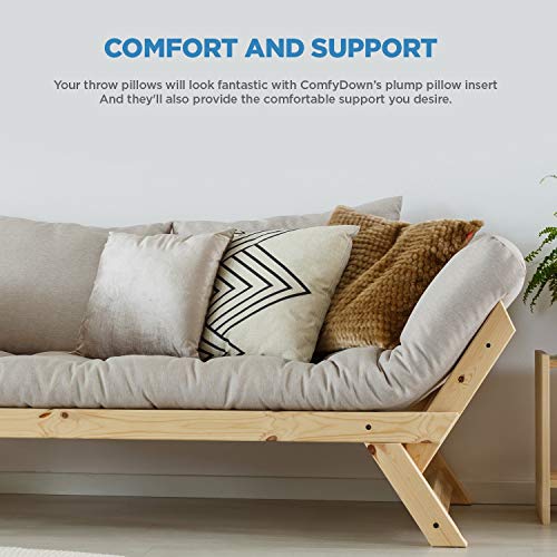 ComfyDown 95% Feather 5% Down, 22 X 22 Square Decorative Pillow Insert, Sham Stuffer - Made in USA