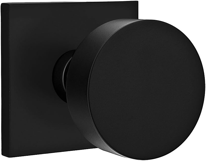 Square Rosette Door Set with Disc Knobs Double Dummy in Matte Black