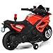 Costzon Kids Police Motorcycle, 6V Electric Battery Powered Ride On Bike w/ Training Wheels, Police Lights & Siren Sound, Headlights & Music, Pedal, Rechargeable Electric Toy for Boys & Girls (Red)